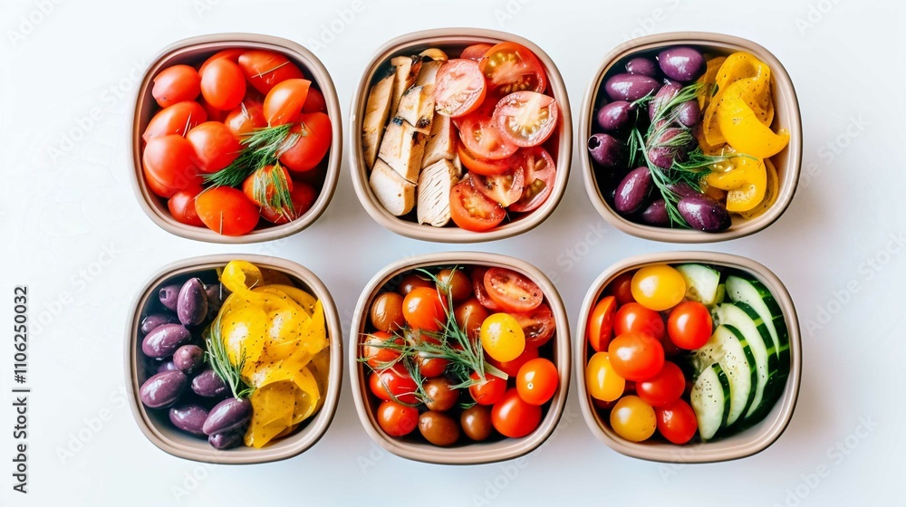 Fresh Healthy Vegetable Salad with Ripe Red Tomatoes and Green Peppers on a White Plate Fresh Healthy Vegetable Salad with Ripe Red Tomatoes and Green Peppers on a White Plate