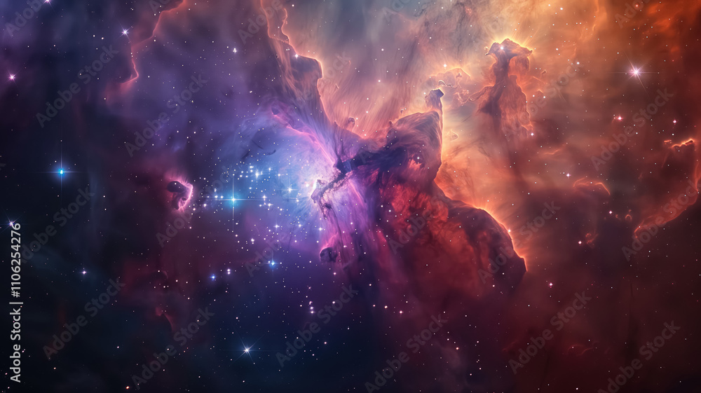 Obraz premium Abstract visual masterpiece of vibrant colors resembling a nebula with lightning effects, evoking the harmony of natural phenomena and artificial creativity in a breathtakingly vivid display. High