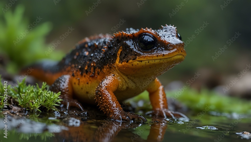 Hong Kong warty newt in a wetland. Hong Kong warty newt in a wetland.