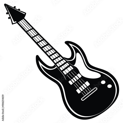 guitar outline, coloring page, silhouette vector 