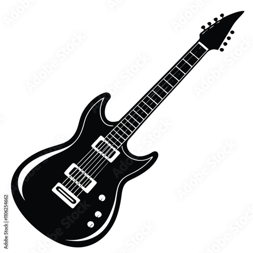 guitar outline, coloring page, silhouette vector 