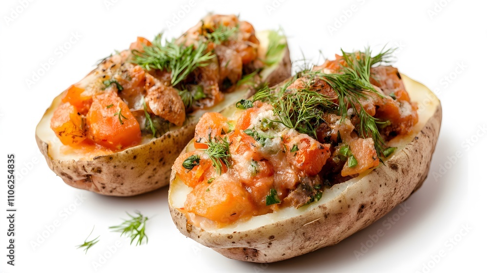 Food, Stuffed Potato, on White Background, Photo Realistic, Wallpaper, Cover and Screen for Smartphone, PC, Laptop, 9:16 and 16:9 Format Food, Stuffed Potato, on White Background, Photo Realistic, Wallpaper, Cover and Screen for Smartphone, PC, Laptop, 9:16 and 16:9 Format