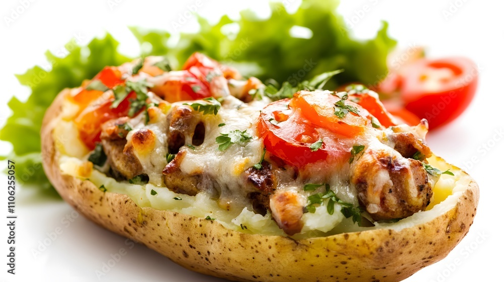 Food, Stuffed Potato, on White Background, Photo Realistic, Wallpaper, Cover and Screen for Smartphone, PC, Laptop, 9:16 and 16:9 Format Food, Stuffed Potato, on White Background, Photo Realistic, Wallpaper, Cover and Screen for Smartphone, PC, Laptop, 9:16 and 16:9 Format
