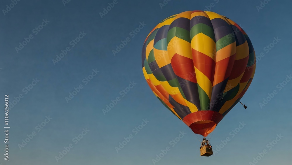 Obraz premium Hot air balloon soaring in a clear sky.
