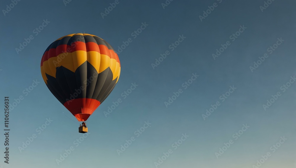 Obraz premium Hot air balloon soaring in a clear sky.