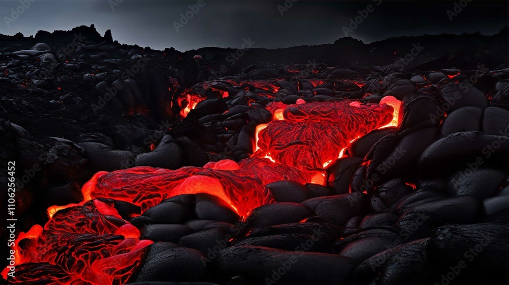 Fototapeta premium Abstract Warm Flames Burning Bright in a Charcoal Grill with Glowing Embers