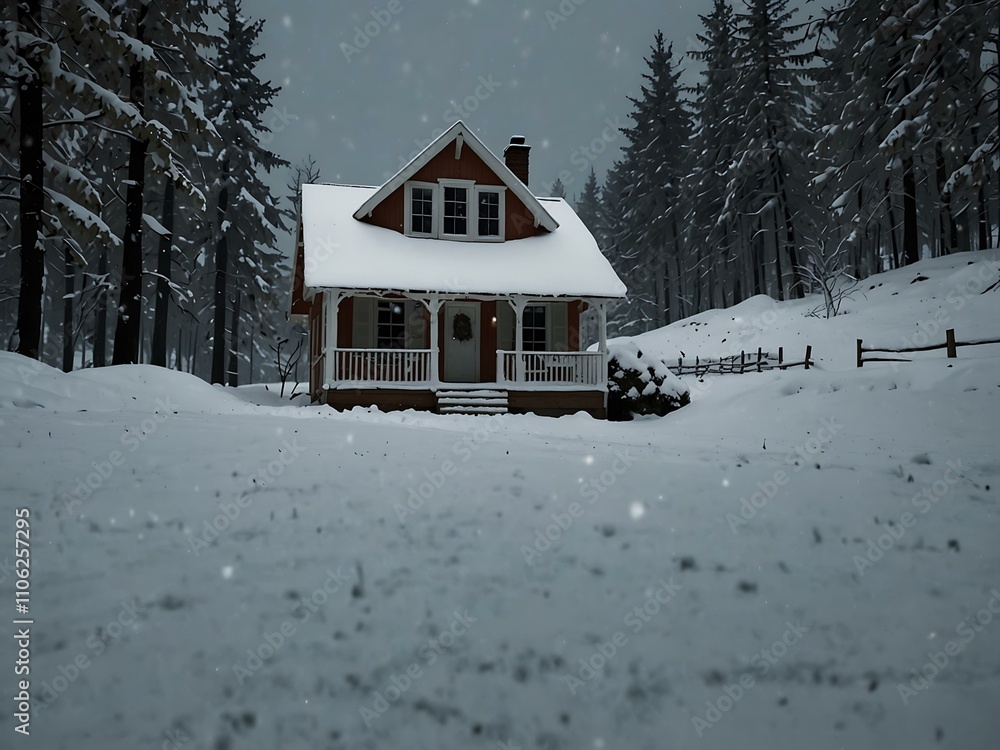 House in the snow. House in the snow.