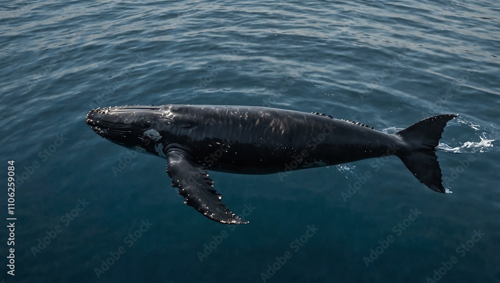 Fototapeta premium Humpback whale swimming in the ocean.