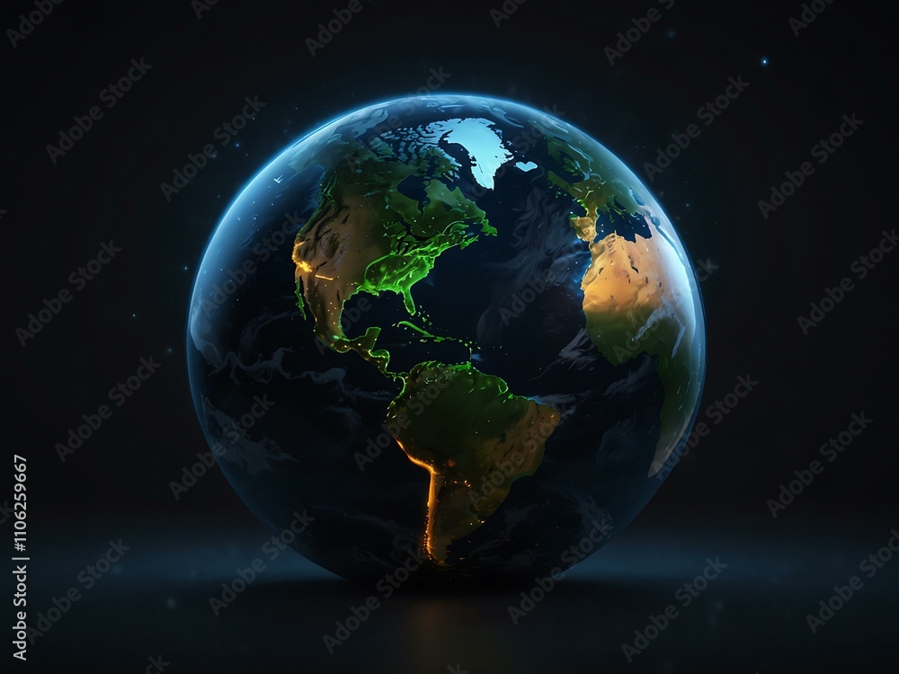 Fototapeta premium Hyper-realistic Earth sphere glowing with hidden energy beneath.