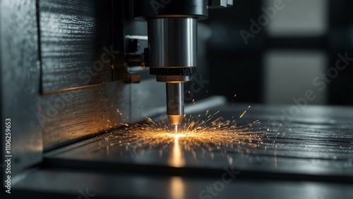 Hyper-realistic CNC milling machine in operation.