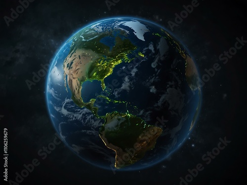 Hyper-realistic Earth sphere glowing with hidden energy beneath. photo