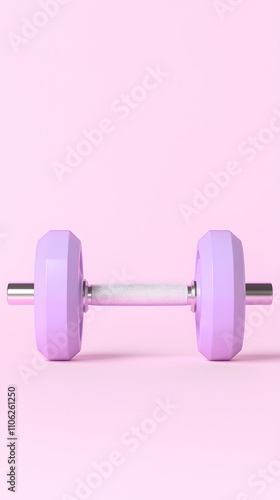 Purple polygonal dumbbell against a simple purple gradient background, showcasing a modern, geometric design that represents fitness and strength in a minimalist style photo