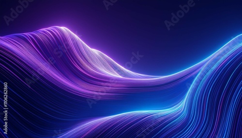 3d render abstract background illuminated with violet blue neon light glowing wavy lines curvy shapes futuristic minimal wallpaper