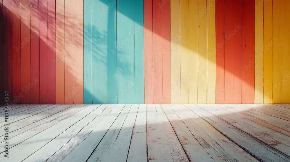 Colorful wooden background with vibrant wood planks Colorful wooden background with vibrant wood planks