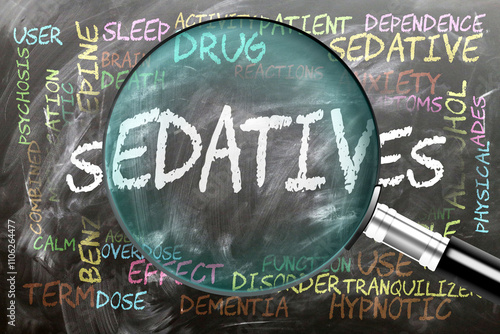 Fototapete Sedatives being studied, examined - under close inspection