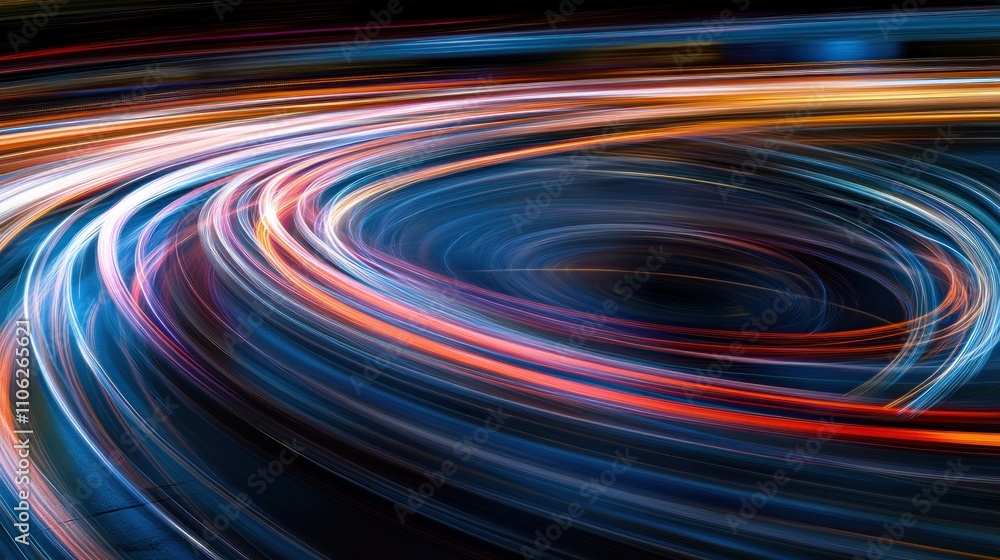 Abstract Swirling Light Trails Create Dynamic Energy