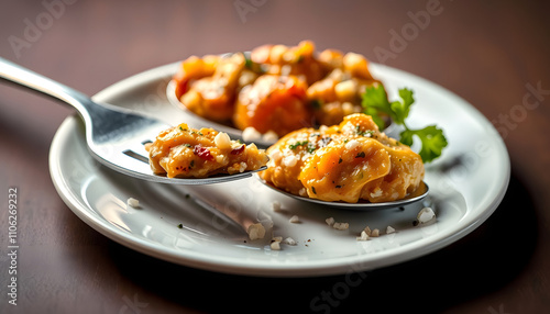 Food on forks isolated highlighted by white, png