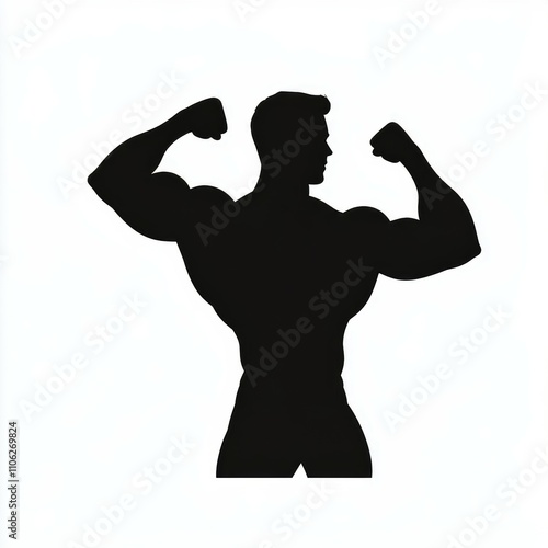 Wallpaper Mural Silhouette of a Bodybuilder Flexing Muscles
 Torontodigital.ca