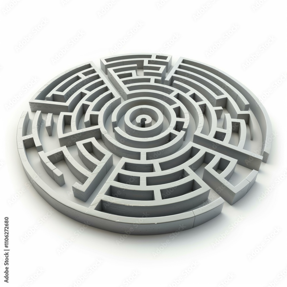 Circular concrete labyrinth representing problem solving Circular concrete labyrinth representing problem solving