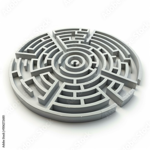 Circular concrete labyrinth representing problem solving