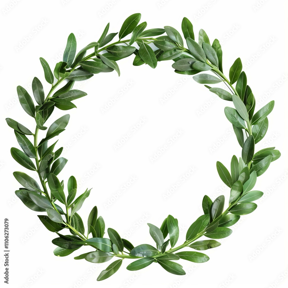 Naklejka premium Circular green leaf crown forming empty space on white background