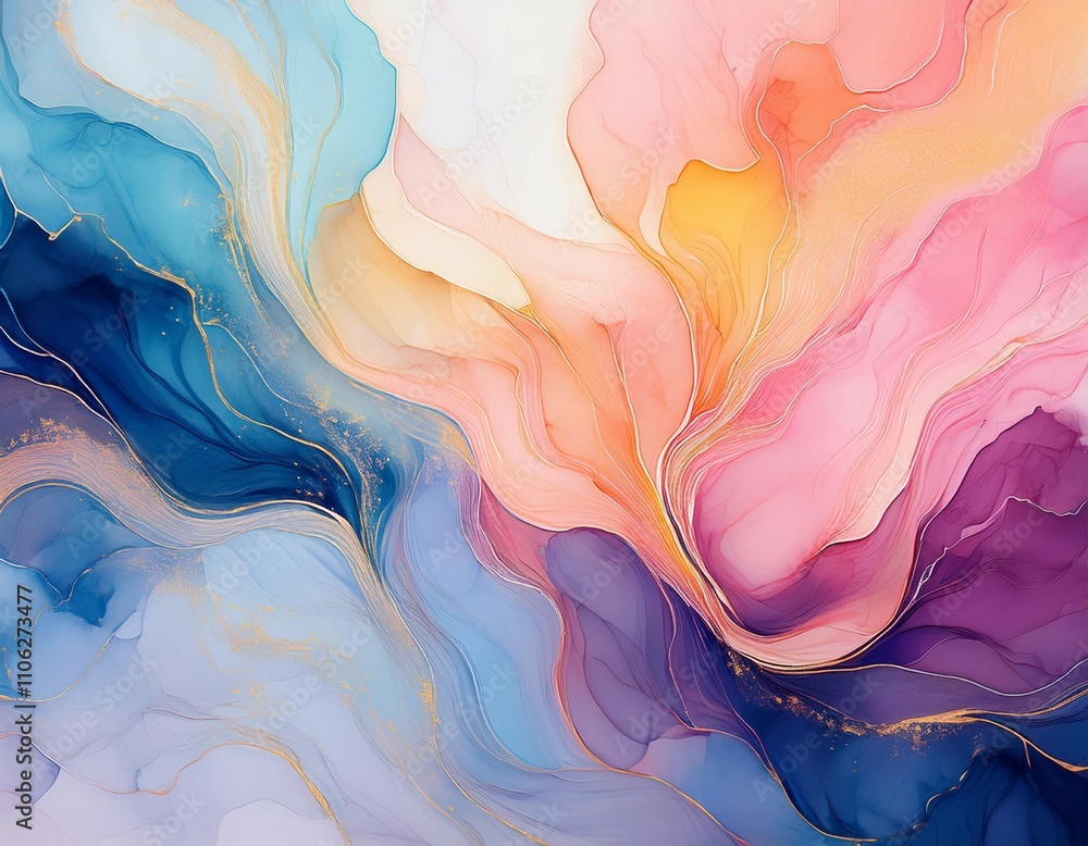Fototapeta premium colorful alcohol ink marble background with soft pastel colors and a dreamy feel vibrant watercolor pattern wallpaper for phone screen