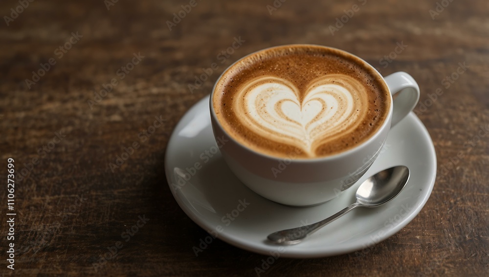 Inviting cappuccino with heart-shaped chocolate design. Inviting cappuccino with heart-shaped chocolate design.