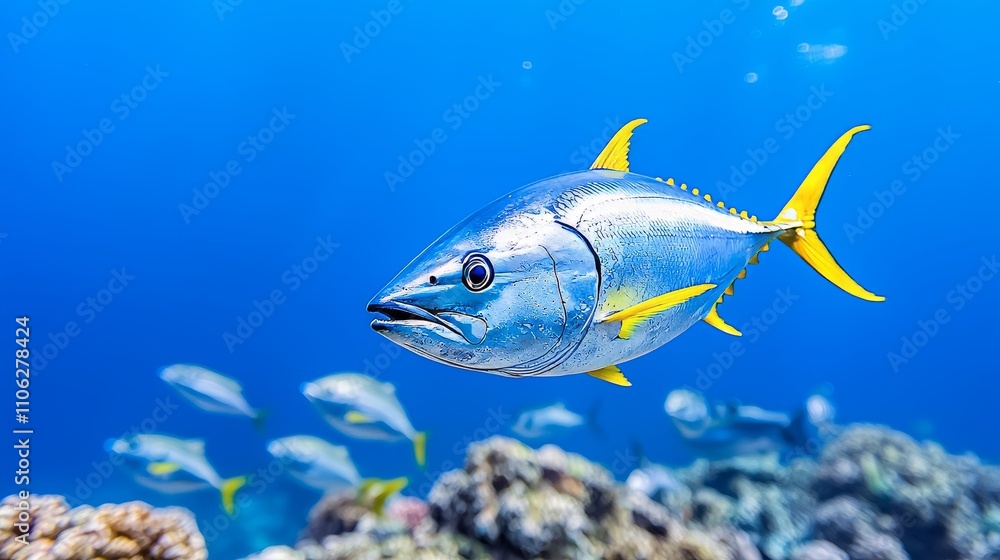 Naklejka premium A Visual Adventure: Discovering the Underwater World of Fish