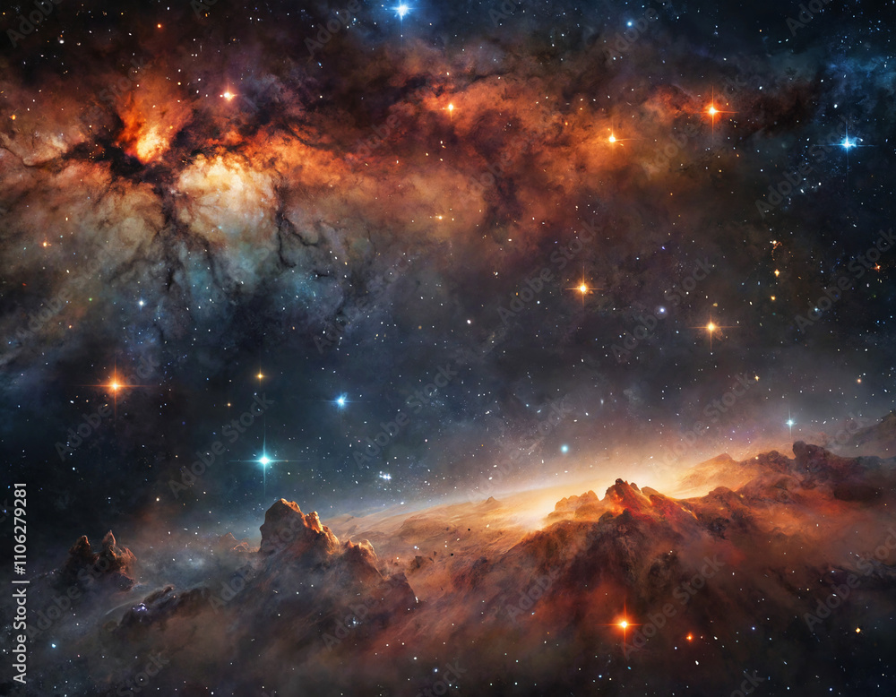Fototapeta premium Space background with many stars