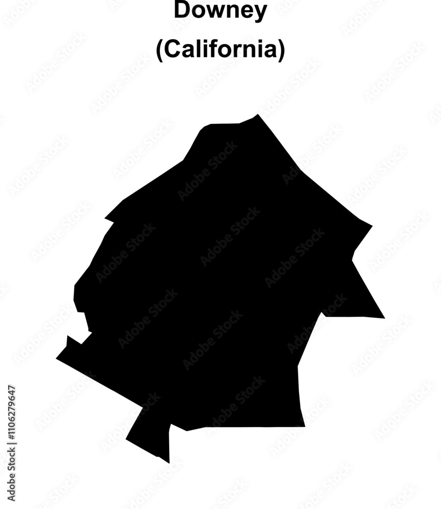 Downey (California) blank outline map Downey (California) blank outline map