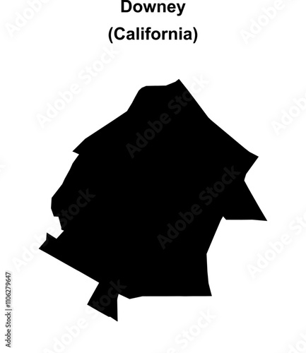 Downey (California) blank outline map