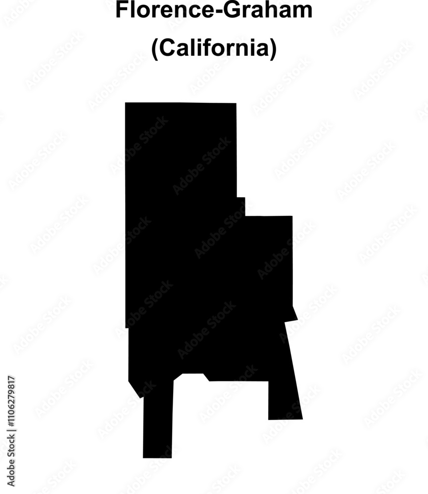 Florence-Graham (California) blank outline map Florence-Graham (California) blank outline map