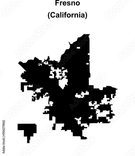 Fresno (California) blank outline map