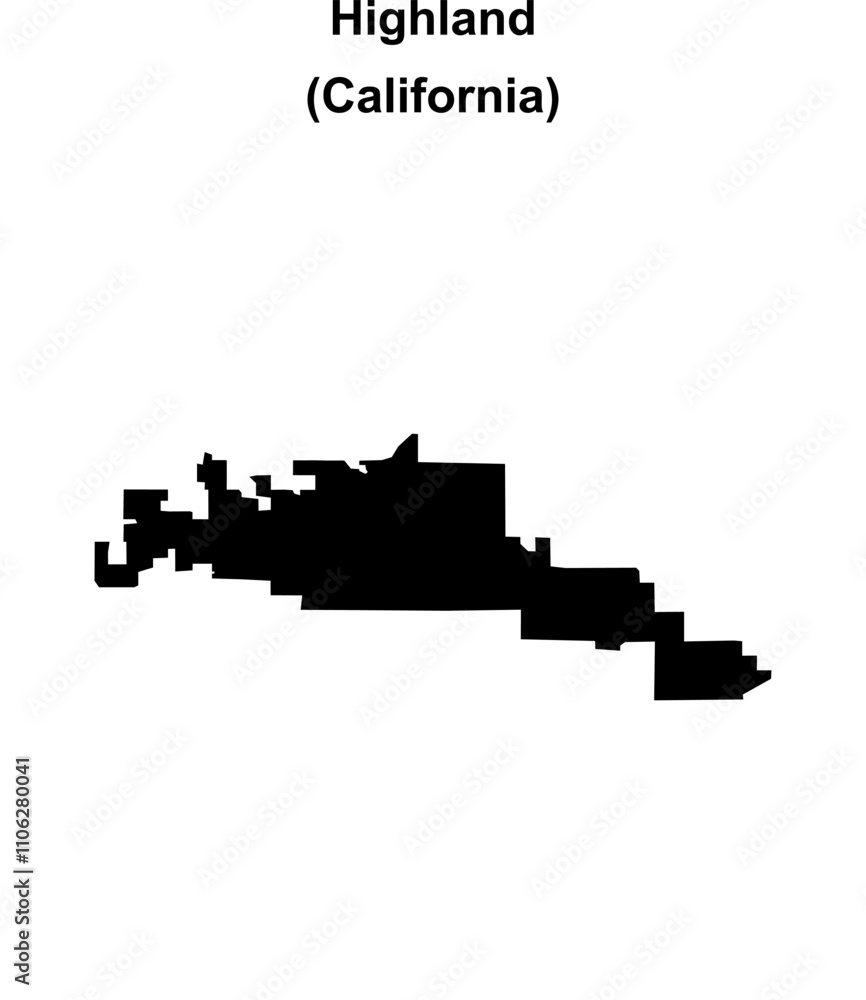 Highland (California) blank outline map Highland (California) blank outline map