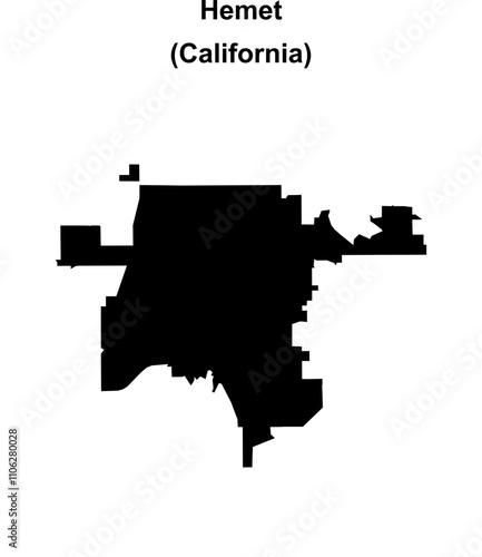 Hemet (California) blank outline map