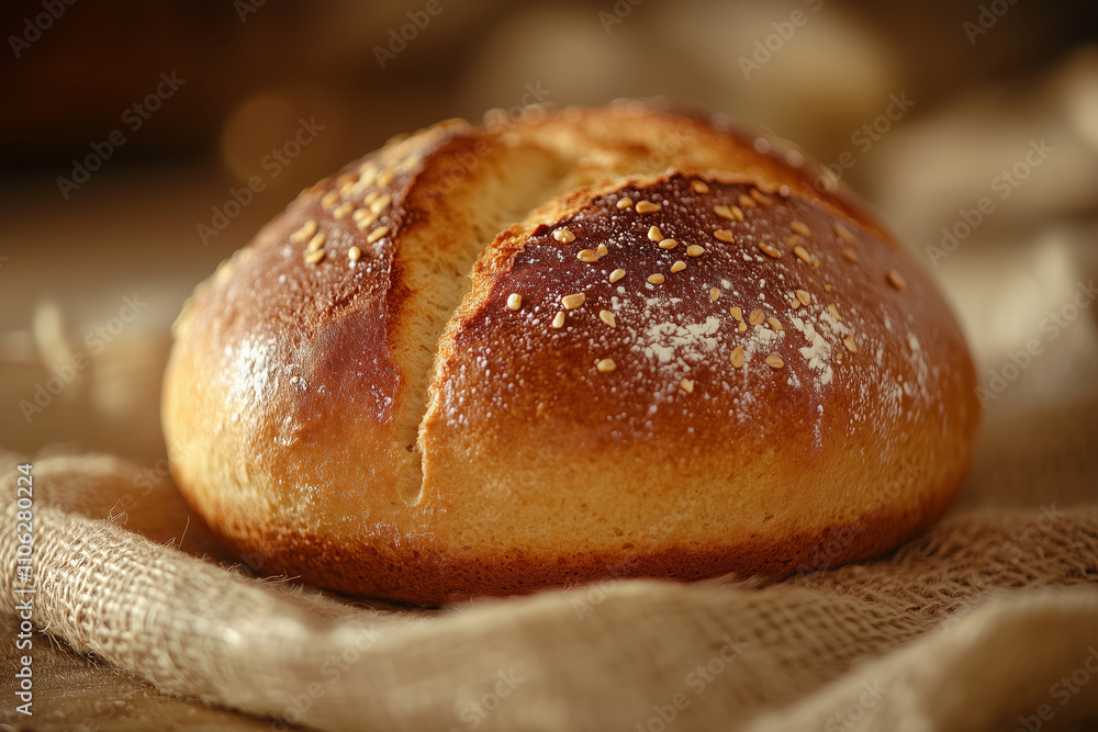 Freshly baked bread on a rustic kraft background exudes warmth Freshly baked bread on a rustic kraft background exudes warmth