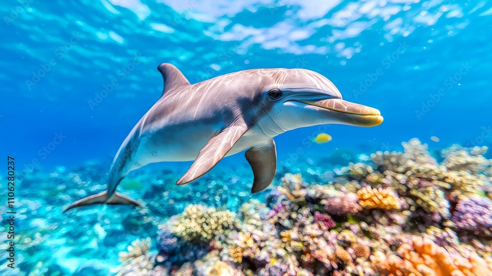 The Amazonian dolphin, a rare species of marine animal, swims underwater. The Amazonian dolphin, a rare species of marine animal, swims underwater.