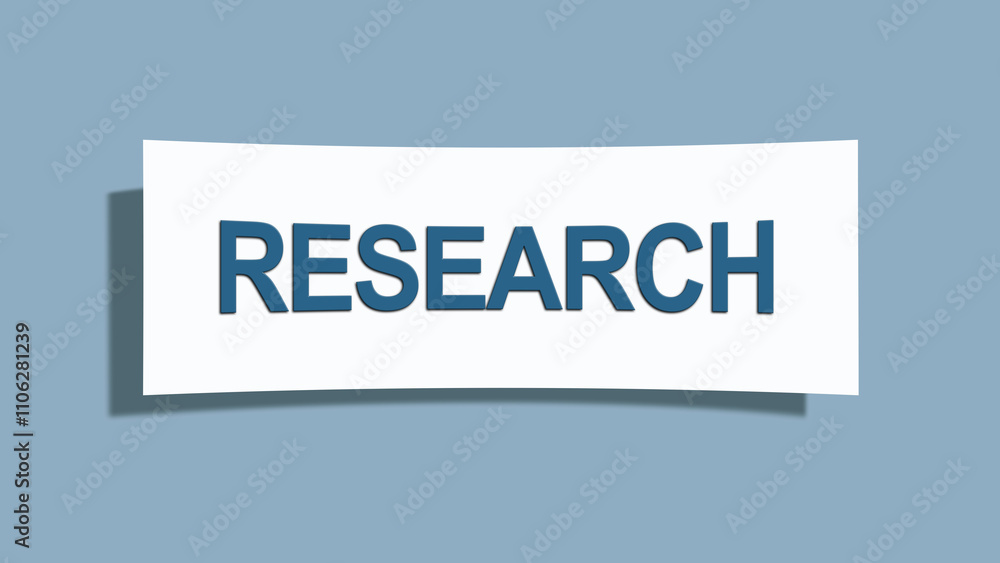 Research. A card isolated on blue background. Research. A card isolated on blue background.