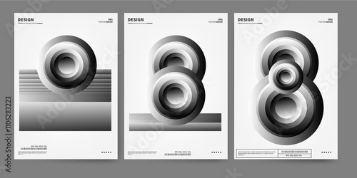 brutalism shape abstract 3d design cover set