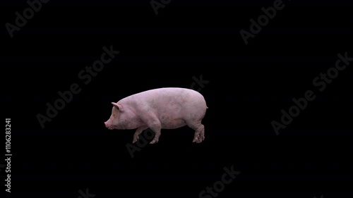 pink pig walk 3D Video Animation