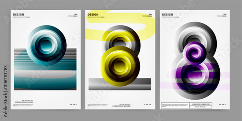 abstract 3d brutalism shape design poster