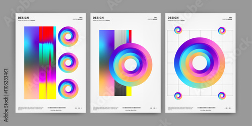 abstract holographic brutalism shape design poster