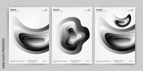 abstract  brutalism shape design poster