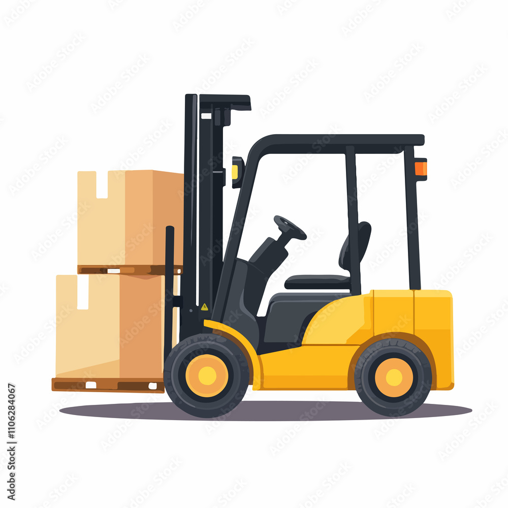 Forklift Loading Box Vector Illustration Isolated Forklift Loading Box Vector Illustration Isolated