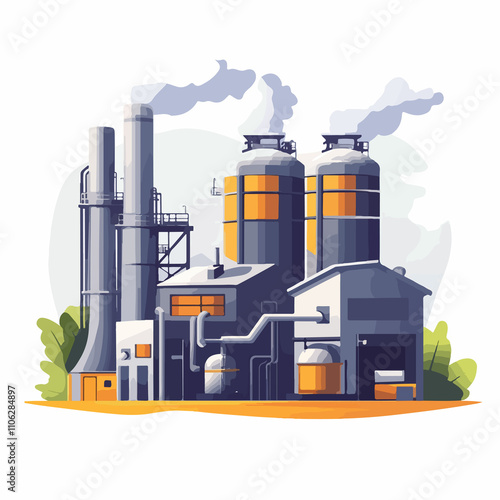 Modern Isolated Factory Design Vector Illustration photo