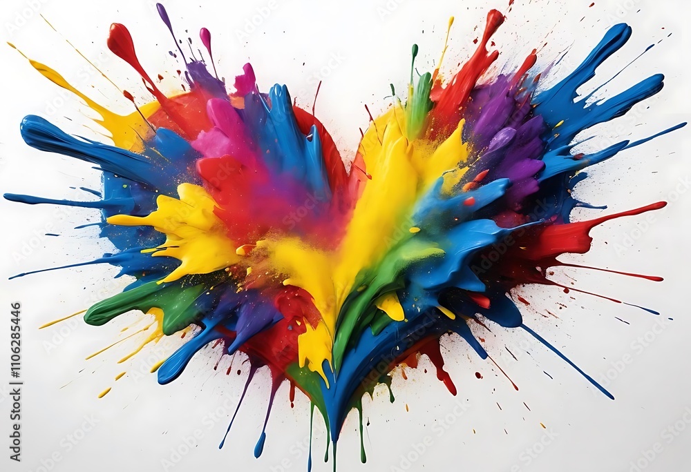 colorful heart made of paint spots and splatters, vector card, perfect for valentine's day colorful heart made of paint spots and splatters, vector card, perfect for valentine's day