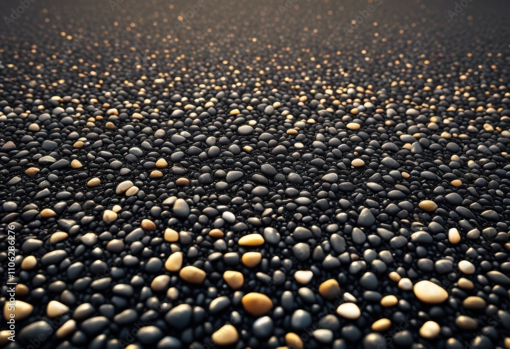Obraz premium close image capturing intricate texture grain asphalt road surface light reflections road markings, grains, blacktop, pavement, construction, lines, shine