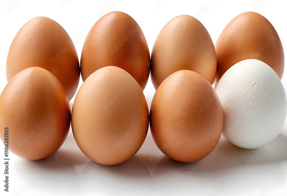 Eggs and goose eggs on a white background Eggs and goose eggs on a white background
