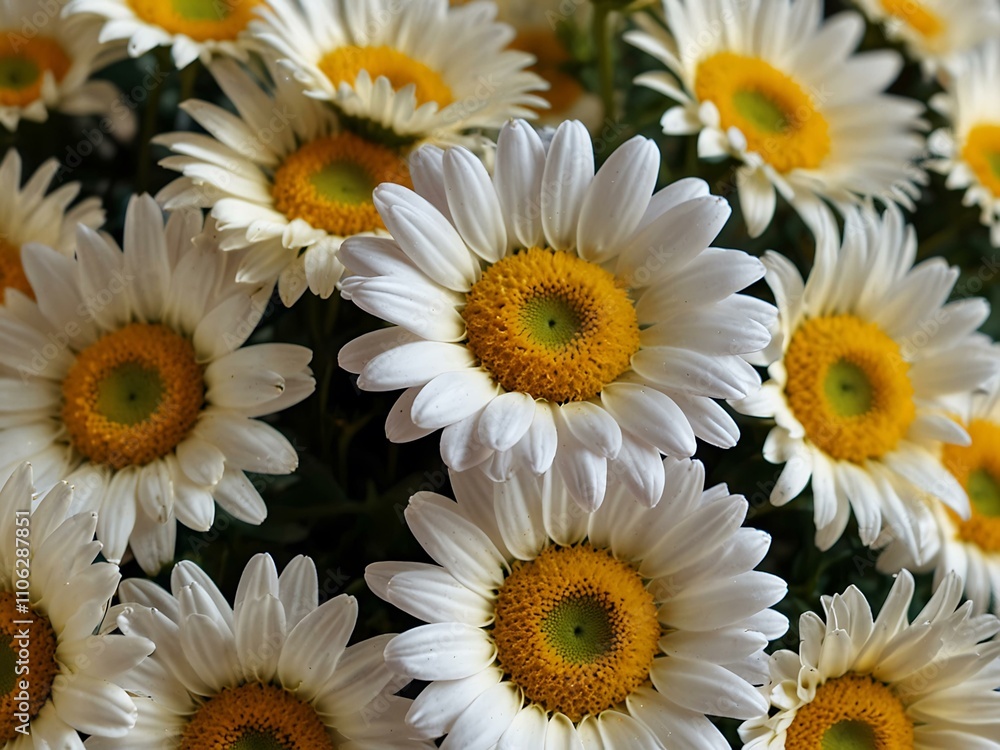 Fototapeta premium Large bouquet of white and yellow daisies.