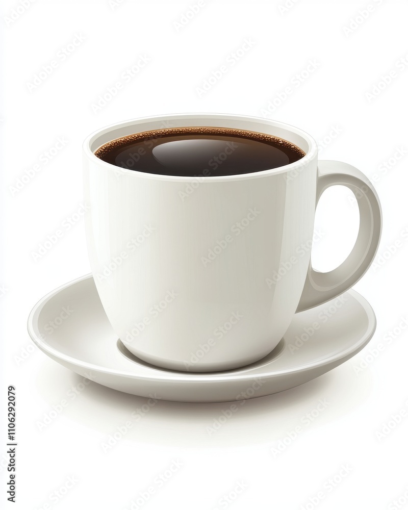 A steaming cup of black coffee on a simple white saucer, perfect for a cozy morning. A steaming cup of black coffee on a simple white saucer, perfect for a cozy morning.